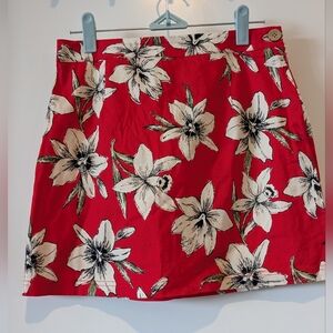 Floral Red Skirt